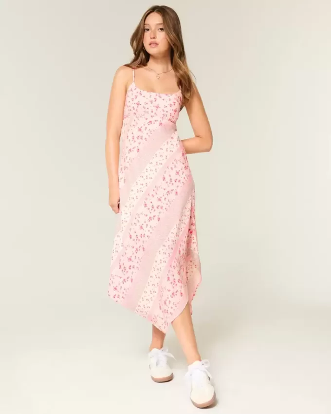 Vestido midi con dobladillo asimétrico Vestido midi con dobladillo asimétrico