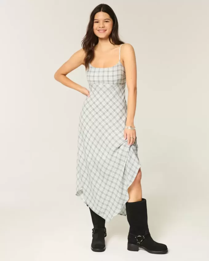 Vestido midi con dobladillo asimétrico Vestido midi con dobladillo asimétrico