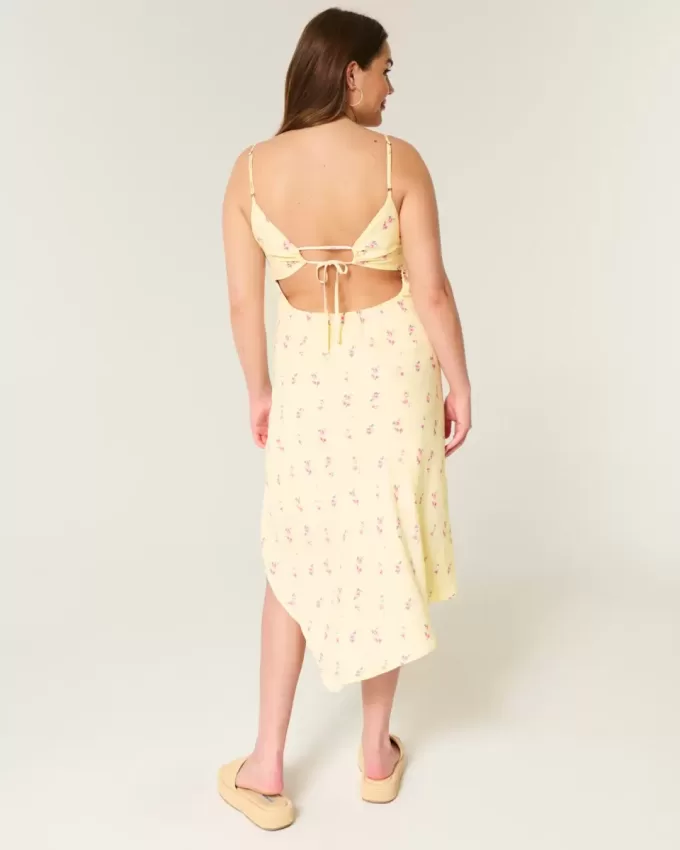 Vestido midi con dobladillo asimétrico Vestido midi con dobladillo asimétrico