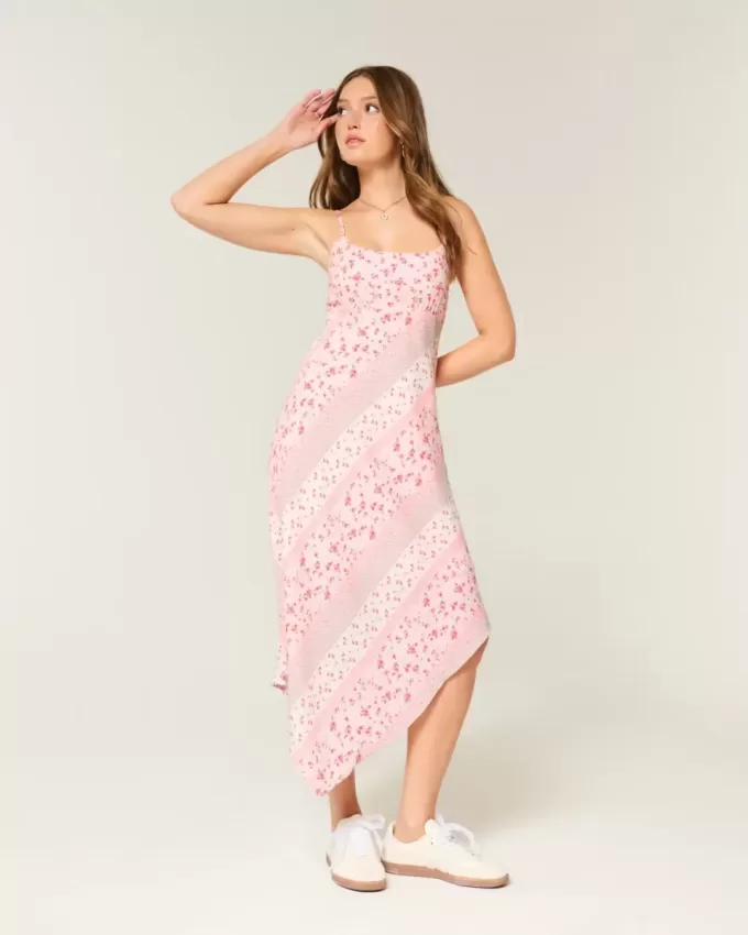Vestido midi con dobladillo asimétrico Vestido midi con dobladillo asimétrico