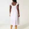 Vestido midi con doble lazo y mangas onduladas Vestido midi con doble lazo y mangas onduladas