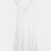 Vestido midi con doble lazo y mangas onduladas Vestido midi con doble lazo y mangas onduladas