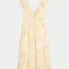 Vestido midi con doble lazo y mangas onduladas Vestido midi con doble lazo y mangas onduladas