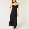 Vestido midi de mezcla de lino con espalda abierta