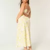 Vestido midi de mezcla de lino con espalda abierta