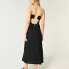 Vestido midi de mezcla de lino con espalda abierta
