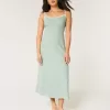 Vestido midi de mezcla de lino con espalda abierta