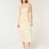 Vestido midi de mezcla de lino con espalda abierta