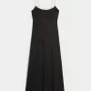 Vestido midi de mezcla de lino con espalda abierta