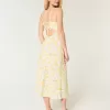 Vestido midi de mezcla de lino con espalda abierta