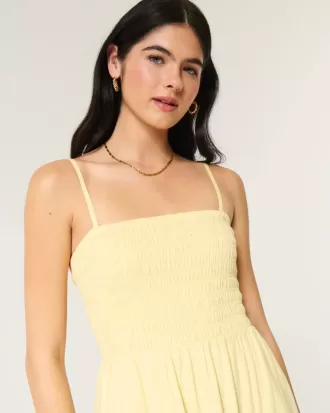 Vestido midi de mezcla de lino sin tirantes
