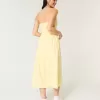 Vestido midi de mezcla de lino sin tirantes