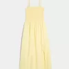 Vestido midi de mezcla de lino sin tirantes