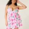 Vestido mini estilo babydoll con cuello en V y volantes Vestido mini estilo babydoll con cuello en V y volantes