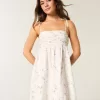 Vestido mini estilo babydoll con tirantes anudados Vestido mini estilo babydoll con tirantes anudados