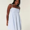 Vestido mini estilo babydoll con tirantes anudados Vestido mini estilo babydoll con tirantes anudados