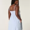 Vestido mini estilo babydoll con tirantes anudados Vestido mini estilo babydoll con tirantes anudados