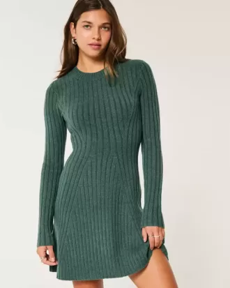 Vestido mini estilo patinador acanalado