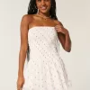 Vestido mini sin tirantes con escote fruncido Vestido mini sin tirantes con escote fruncido