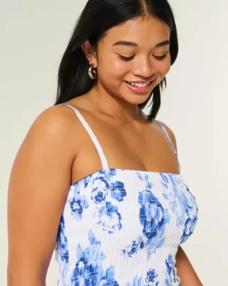 Vestido mini sin tirantes con escote fruncido