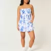 Vestido mini sin tirantes con escote fruncido Vestido mini sin tirantes con escote fruncido