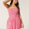 Vestido mini sin tirantes con escote fruncido Vestido mini sin tirantes con escote fruncido