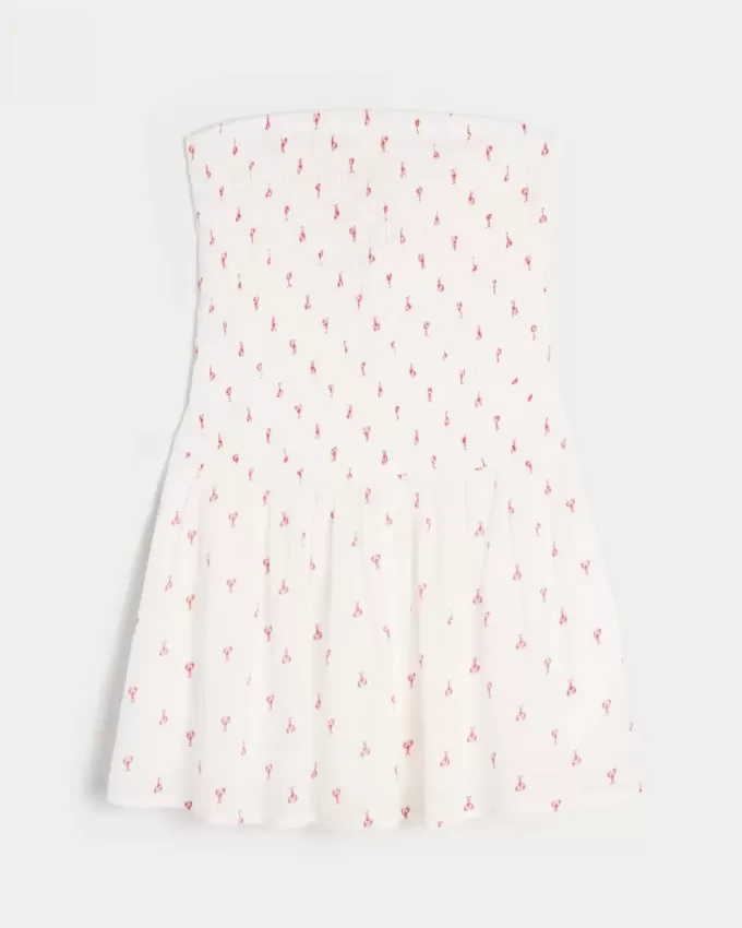 Vestido mini sin tirantes con escote fruncido Vestido mini sin tirantes con escote fruncido