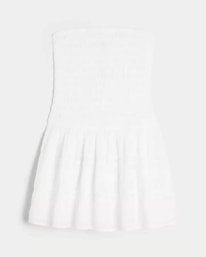 Vestido mini sin tirantes con escote fruncido Vestido mini sin tirantes con escote fruncido