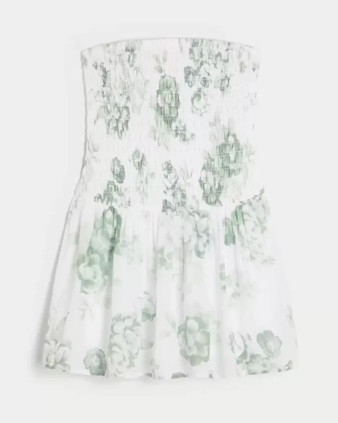 Vestido mini sin tirantes con escote fruncido Vestido mini sin tirantes con escote fruncido