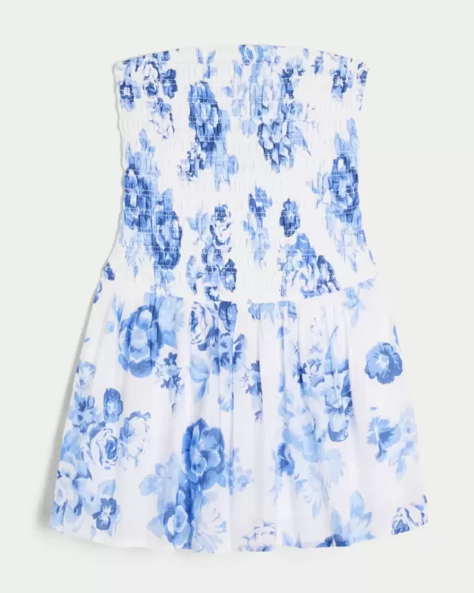 Vestido mini sin tirantes con escote fruncido Vestido mini sin tirantes con escote fruncido