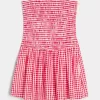 Vestido mini sin tirantes con escote fruncido Vestido mini sin tirantes con escote fruncido
