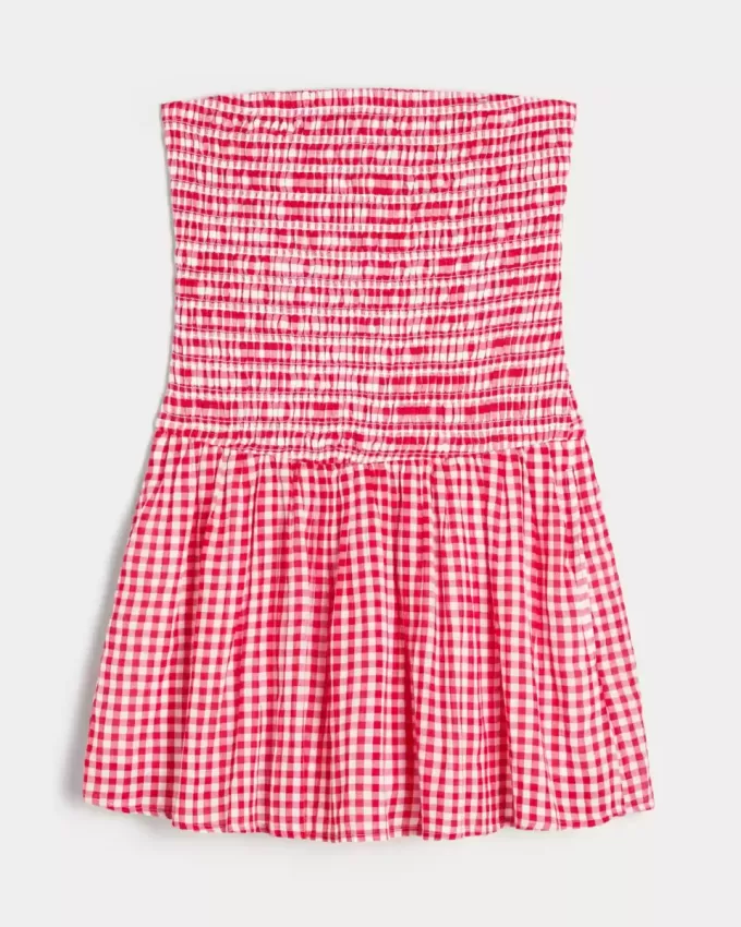 Vestido mini sin tirantes con escote fruncido Vestido mini sin tirantes con escote fruncido