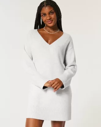 Vestido suéter de jersey con hombros descubiertos