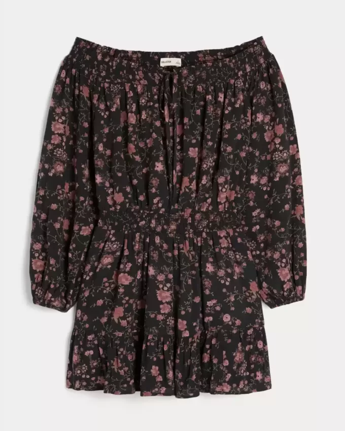 Vestido tejido con hombros descubiertos Vestido tejido con hombros descubiertos